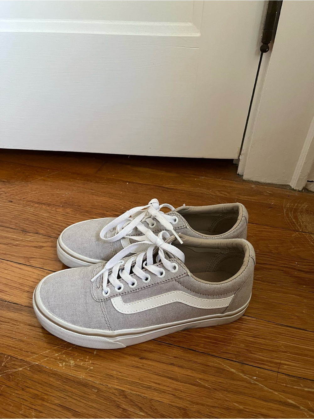 Vans Low-Top Canvas Sneakers in Light Gray and White